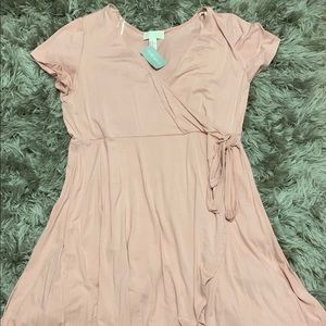 Soft pink wrap dress
